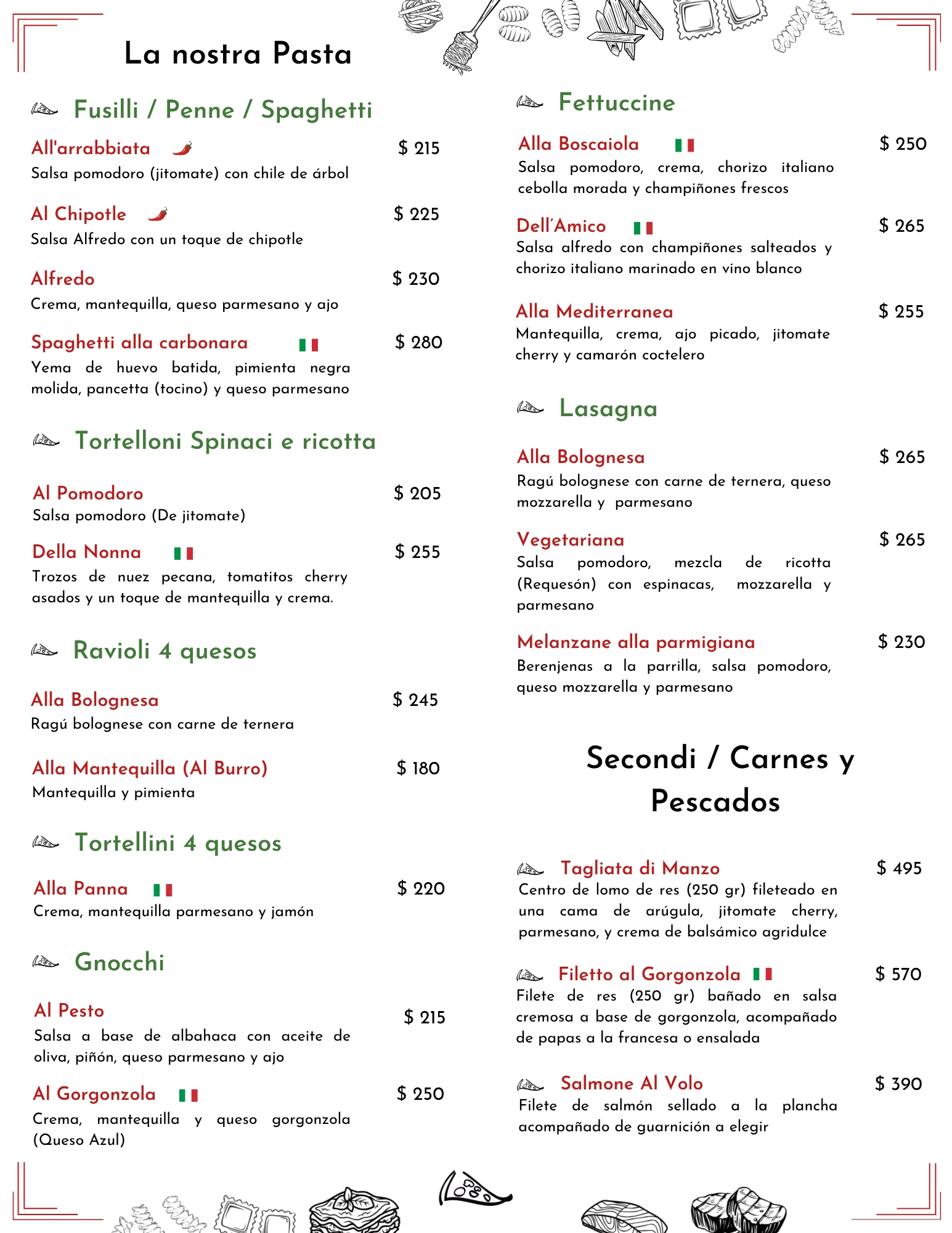 Menú Pizzería Al Volo