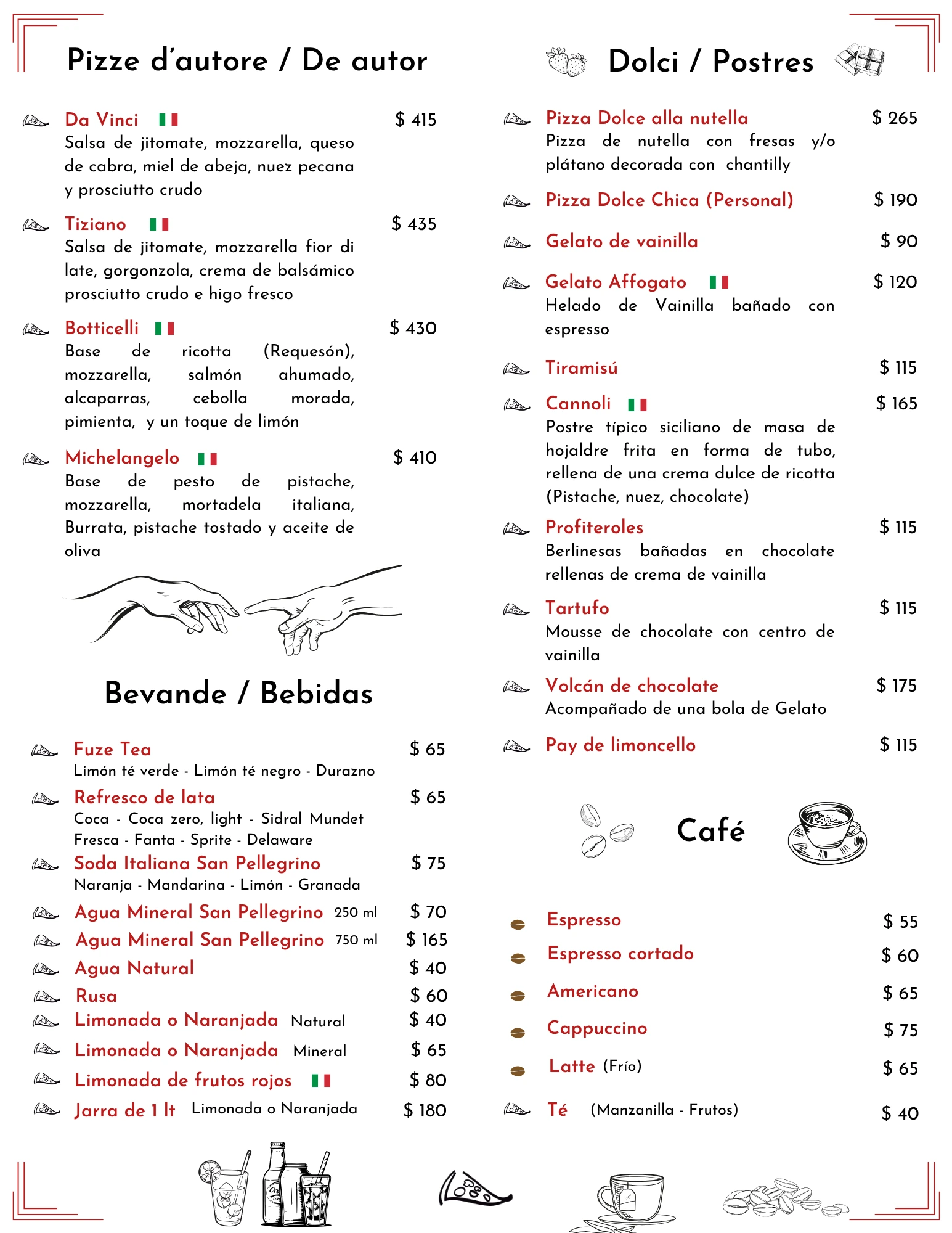 Menú Pizzería Al Volo