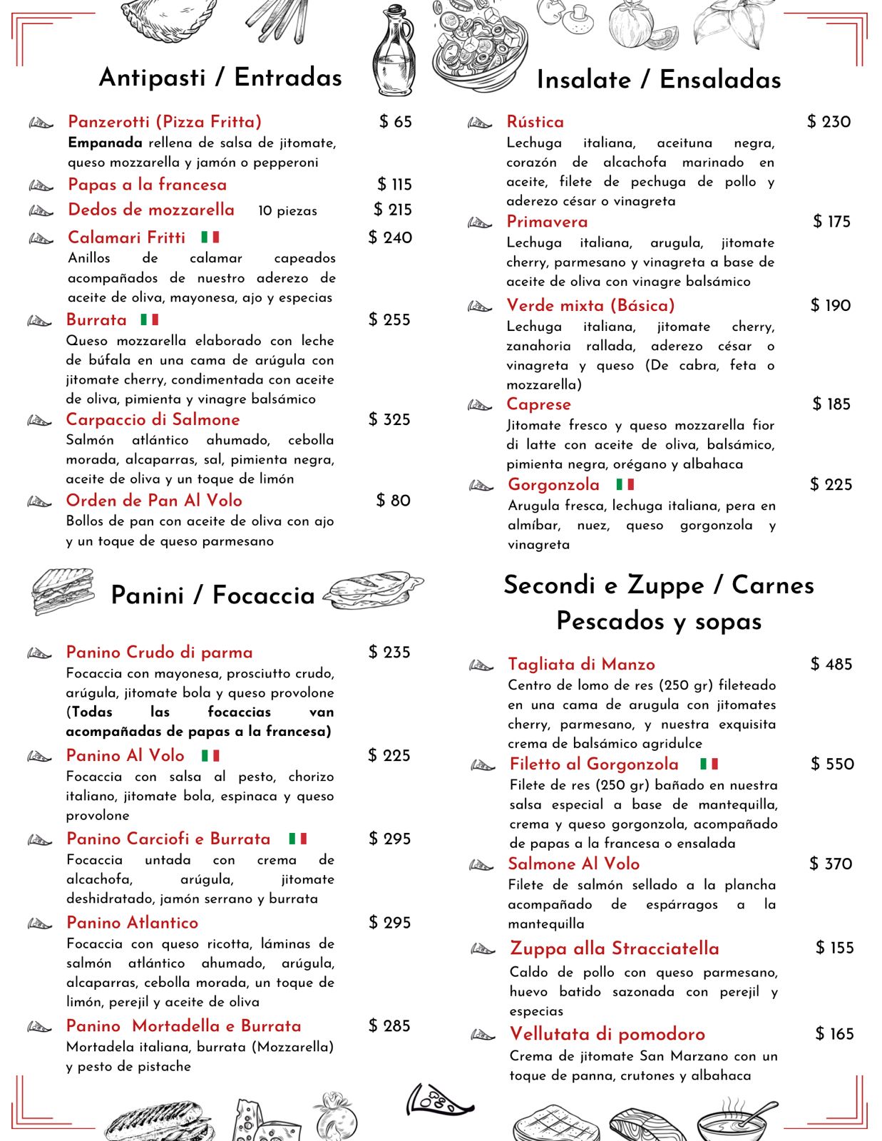 Menú Pizzería Al Volo