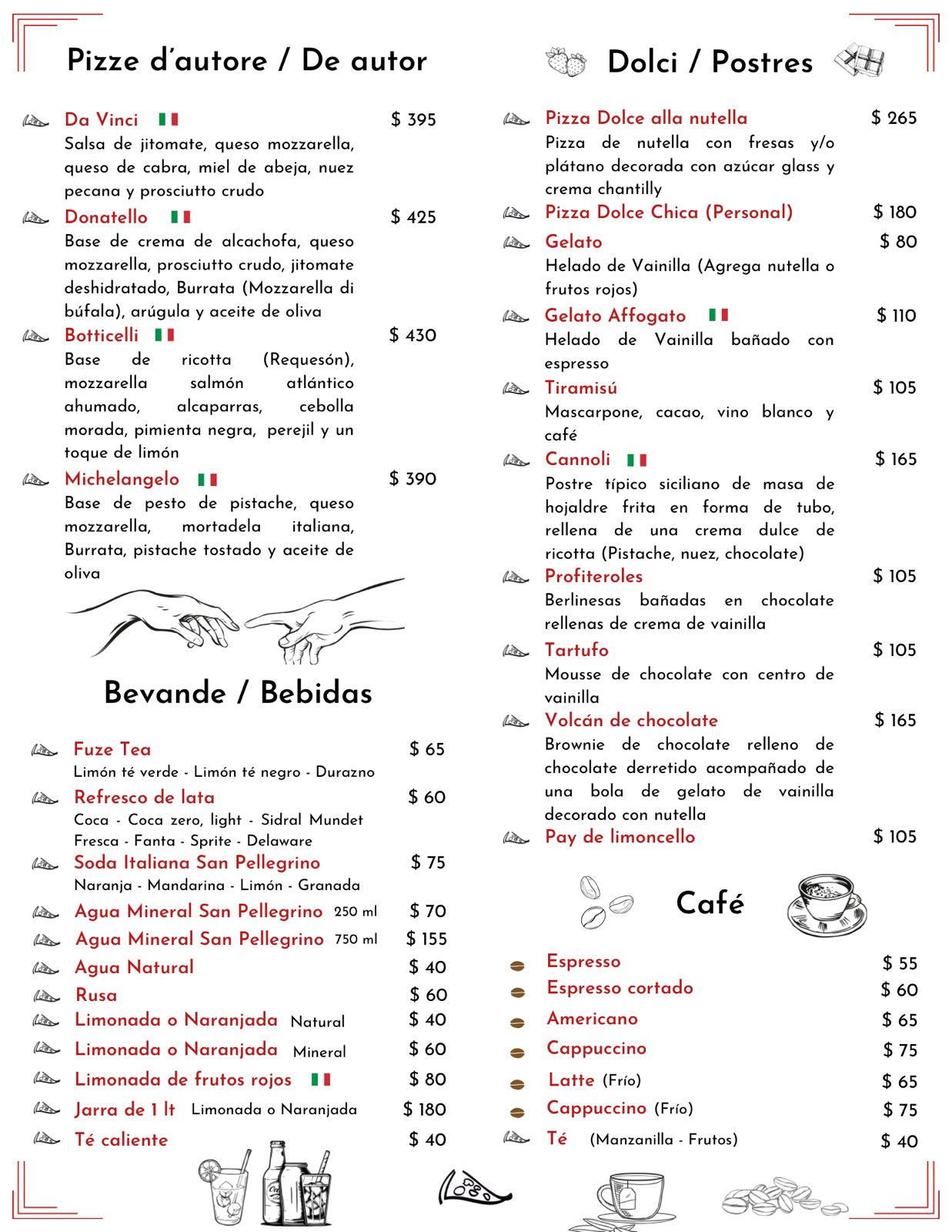 Menú Pizzería Al Volo